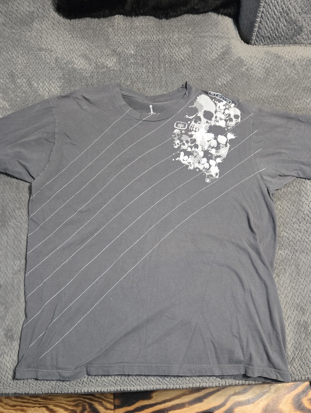 OGIO Gray Short Sleeve Tee with White Skull Graphic